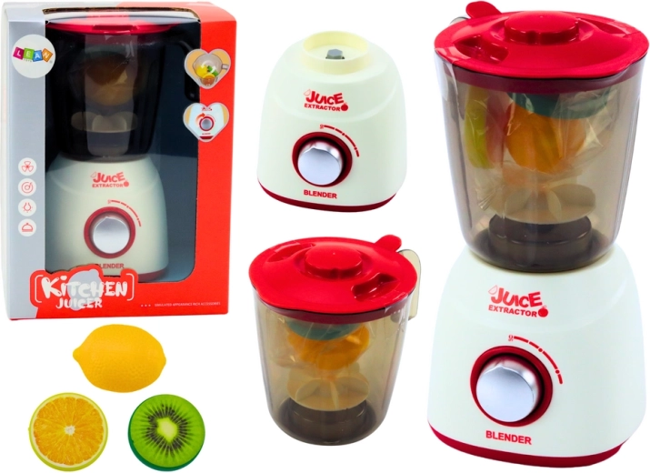 Kinderblender met licht en geluid, draaiende messen en 3 stuks plastic fruit