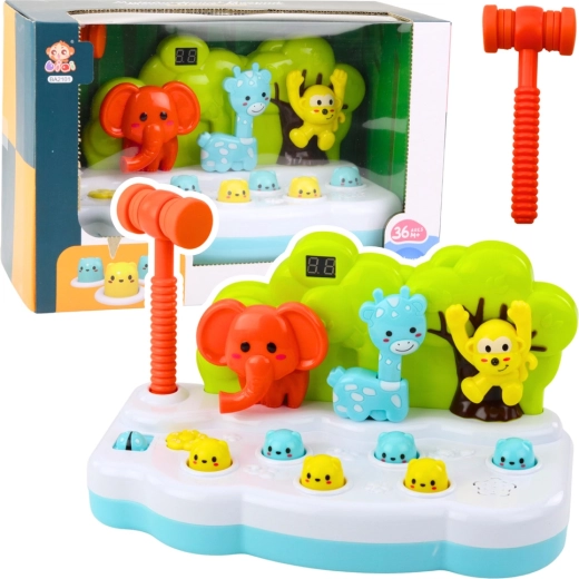 Kinderspel Whack-a-Mole met dieren en hamertje