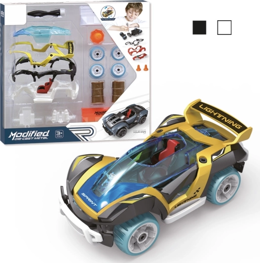 Bouwset auto 1:32, 17 onderdelen – geel