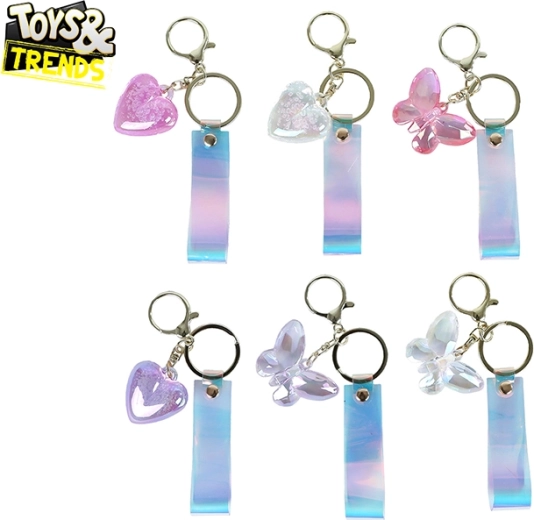 sleutelhanger TOYS&TRENDS – hart of vlinder, plastic, diverse kleuren