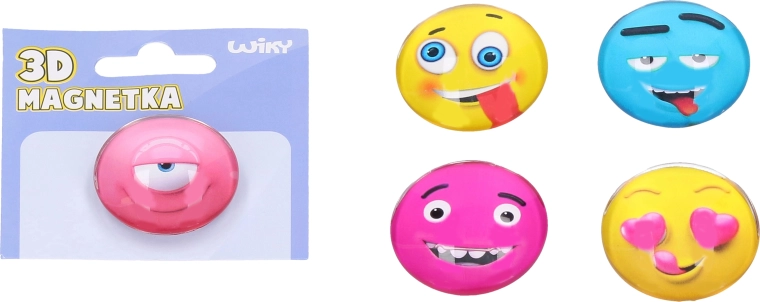Glazen ronde magneet met gezicht 4 cm – mix van kleuren en smileys