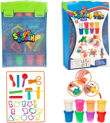 Creatieve kleiset 8×57 g met accessoires in een kunststof box