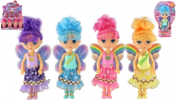 Fee-pop met vleugels 15 cm, mix van kleuren