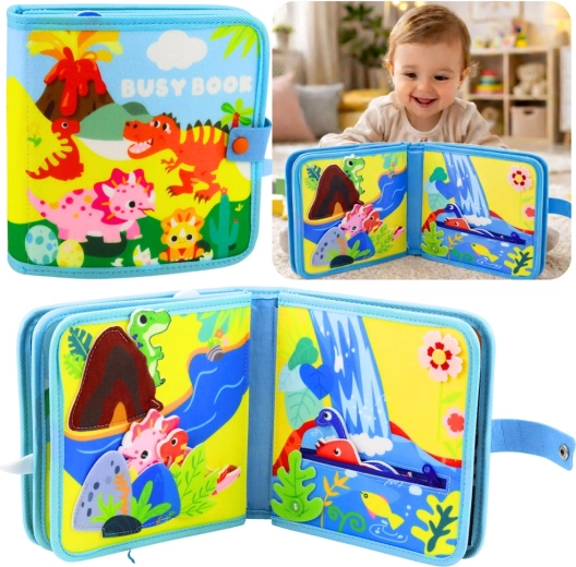 Sensorisch viltboekje met dinosaurussen – educatief quiet book voor kinderen