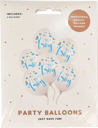 Latexballonnen 'It is boy' wit 30 cm 6 stuks
