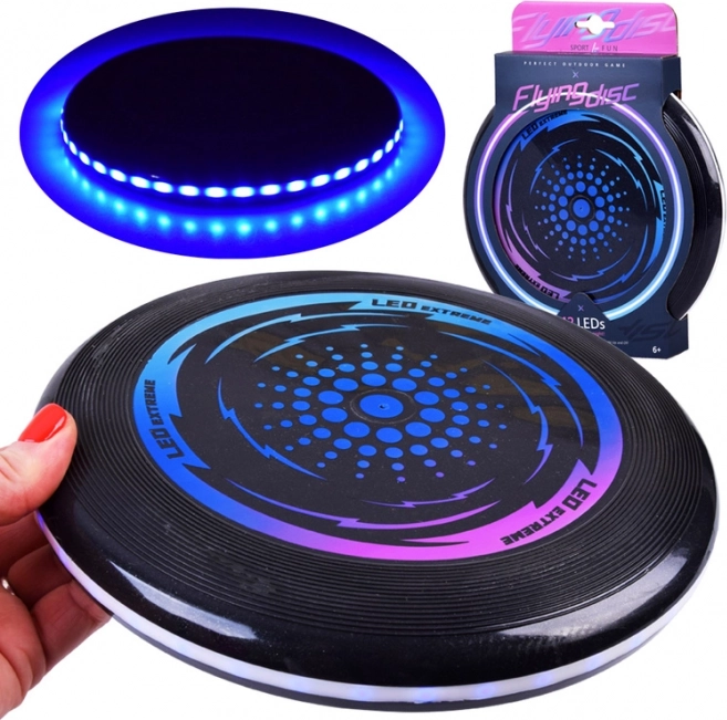 Oplichtende LED frisbee schijf 23 cm voor nachtelijk plezier