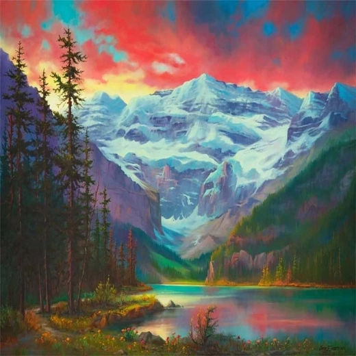 Diamond painting Zonsondergang in de bergen 30 × 40 cm