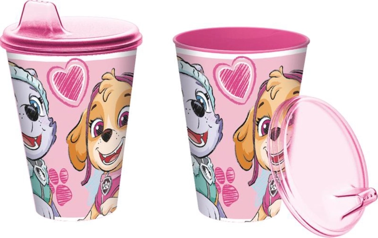 Kunststof beker met tuit PAW PATROL 430 ml roze