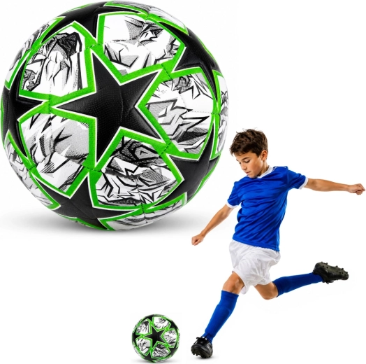 Trainingsvoetbal maat 5, zwart-groen, 22 cm