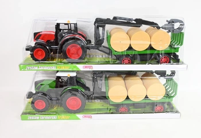 Tractor met bosaanhanger en laadarm
