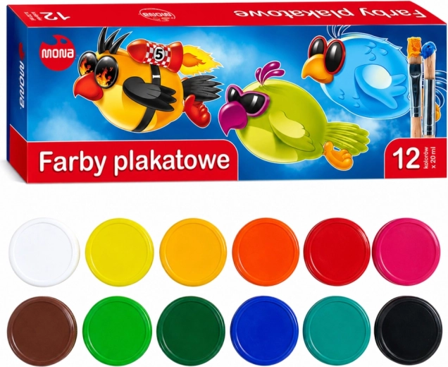 Schoolplakkaatverf MONA 12 kleuren 20 ml