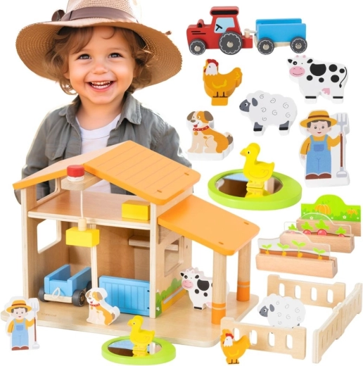 Viga Toys houten boerderij met accessoires