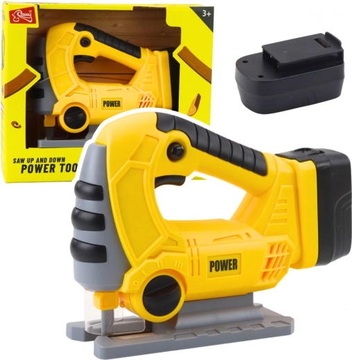 Accu-decoupeerzaag voor kinderen met licht en geluid – geel