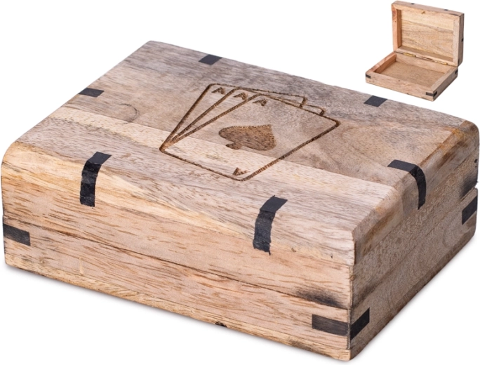 Houten etui voor speelkaarten 12 × 9 cm