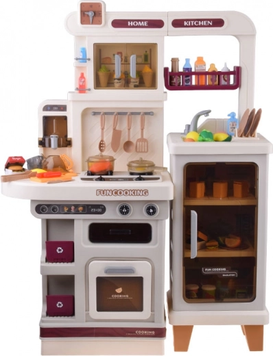 interactieve beige kinderkeuken met licht-, geluids- en stoom­effecten