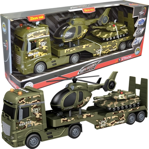 Militaire trekker met helikopter en tank 1:12 CITY SERVICE CAR