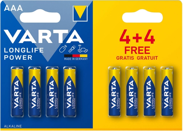 Alkaline batterijen AAA LR03 1,5 V Longlife Power VARTA (8 stuks)