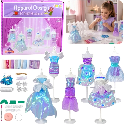 Kleine modeontwerpster – creatieve DIY-set om poppenjurkjes te maken (143 onderdelen)
