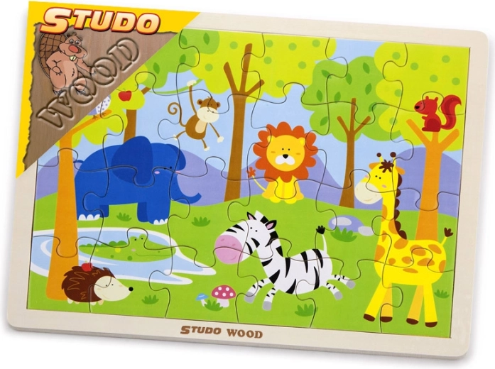 Houten safari-puzzel 24 stuks