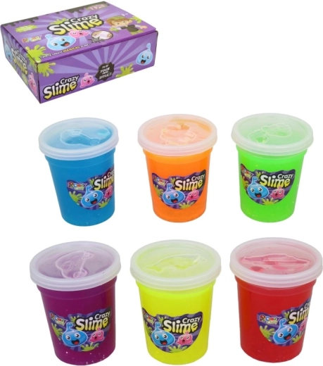 Crazy Slime – set van 12 kleurrijke potjes in display, 7 cm