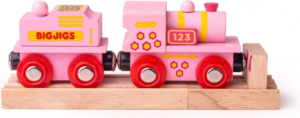 Roze locomotief met tender BIGJIGS Rail