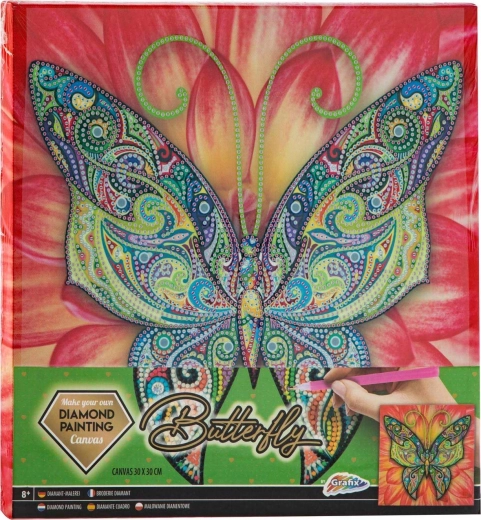 Diamant schilderen GRAFIX vlinder 30 × 30 cm op houten frame