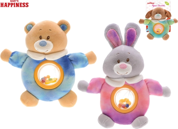 Pluchen diertje met rammelaar Baby Happiness 17 cm