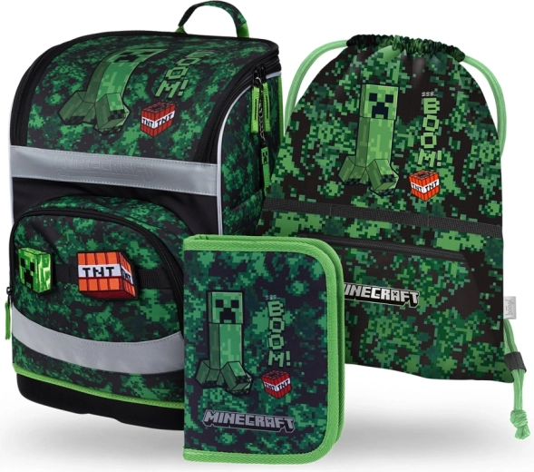 Školní set BAAGL Zippy Plus MINECRAFT Boom – schooltas, etui en gymsack