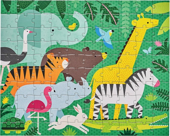 Dubbelzijdige junglepuzzel 2-in-1, 49 stukjes PETIT COLLAGE