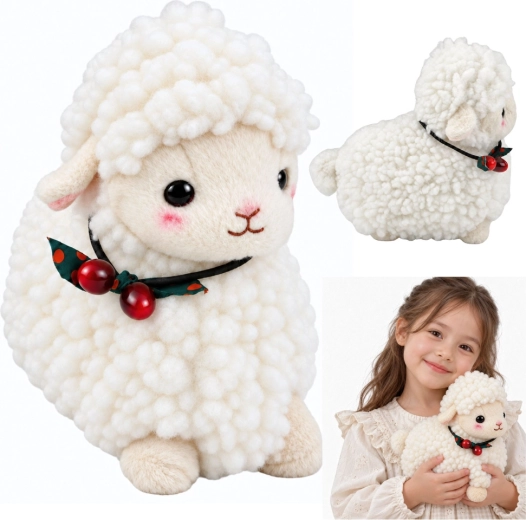 Pluizig schaapje om te knuffelen, wit, 30 cm