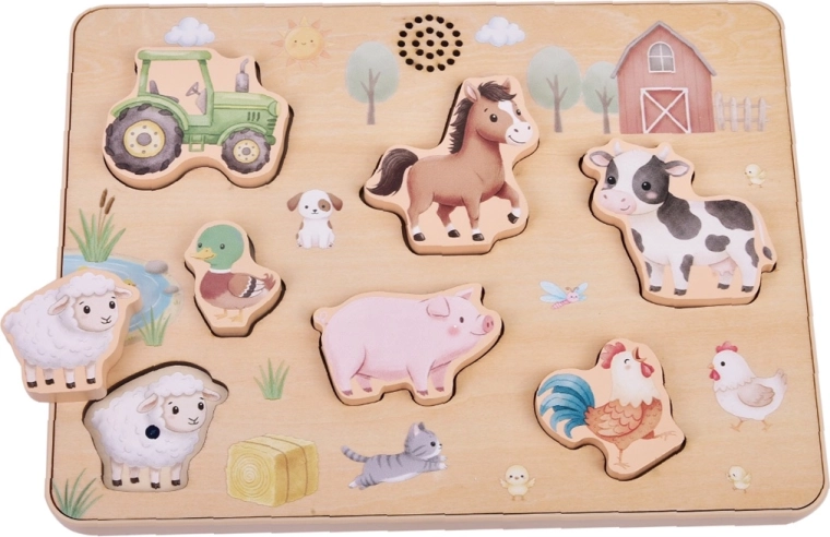 2Kids Toys houten insteekpuzzel met boerderijgeluiden