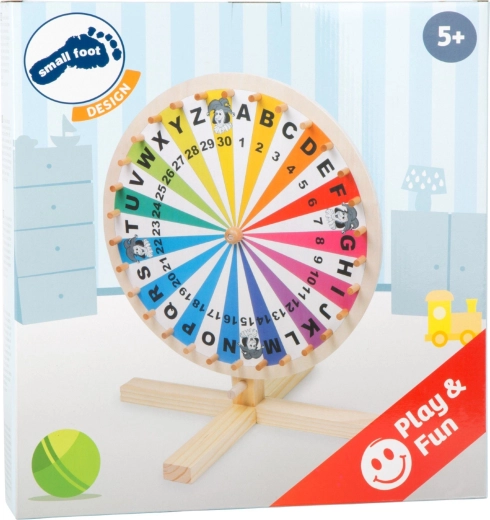 Houten rad van fortuin small foot – letters A–Z en cijfers 1–30