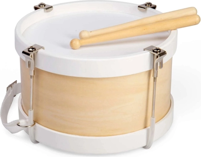 Houten trommeltje met riem – naturel
