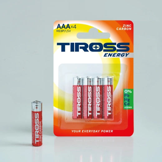 Zink-koolstofbatterijen AAA 1,5 V – verpakking 4 stuks