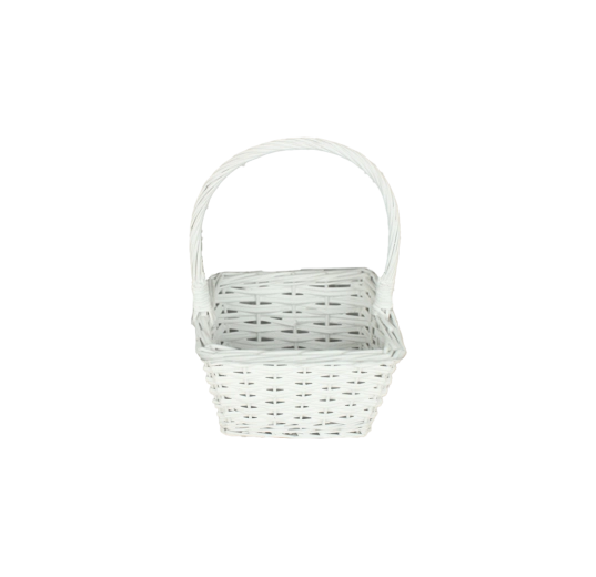 Witte rieten mand met handvat 20 × 20 × 12/30 cm
