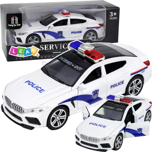 Politiewagen met licht en geluid, openslaande deuren, wit