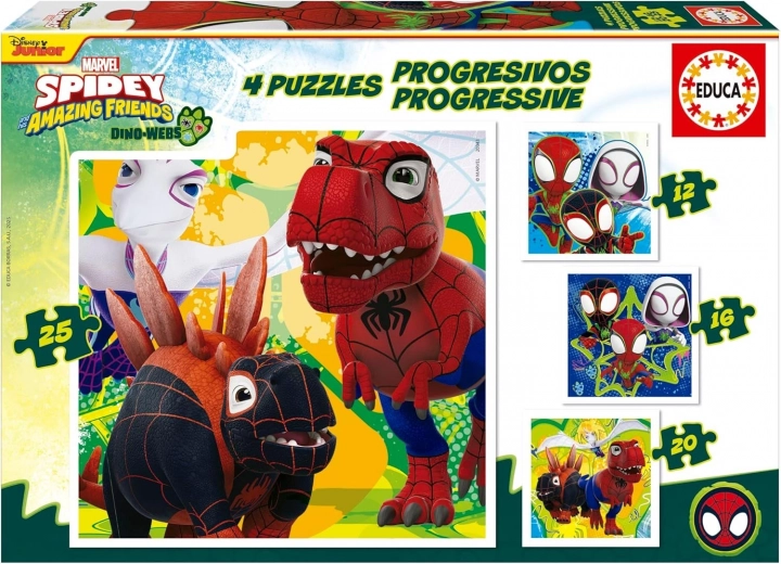 Educa Puzzel Spidey en zijn geweldige vrienden: Dino-web 4-in-1