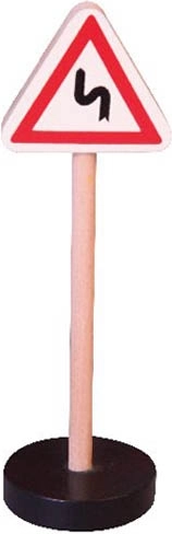 Babu houten verkeersbord Pas op bochten