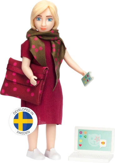 Lundby pop mam – zakenvrouw met notebook en telefoon
