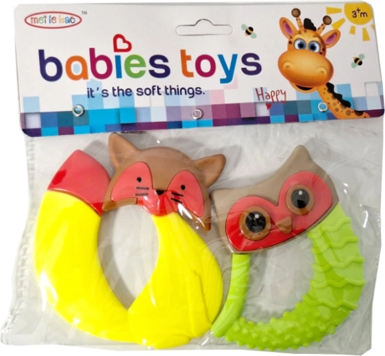 Set bijtringen vos en uiltje voor baby’s