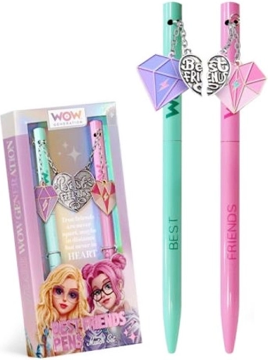 Set van twee pennen voor beste vriendinnen WOW GENERATION met hart-hangers