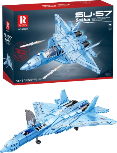 Bouwset van de Su-57 straaljager in blauwe camouflage (1456 onderdelen)