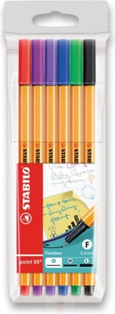 STABILO set fineliners 6 stuks, 0,4 mm