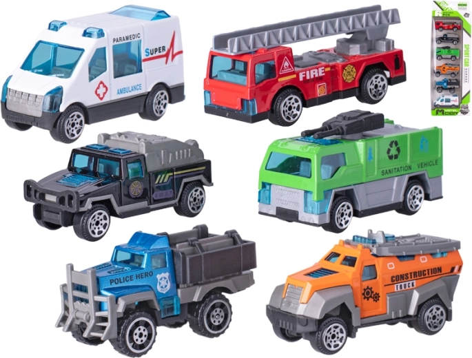 Set van 6 metalen autootjes mix (6,5–7,5 cm) in geschenkdoos