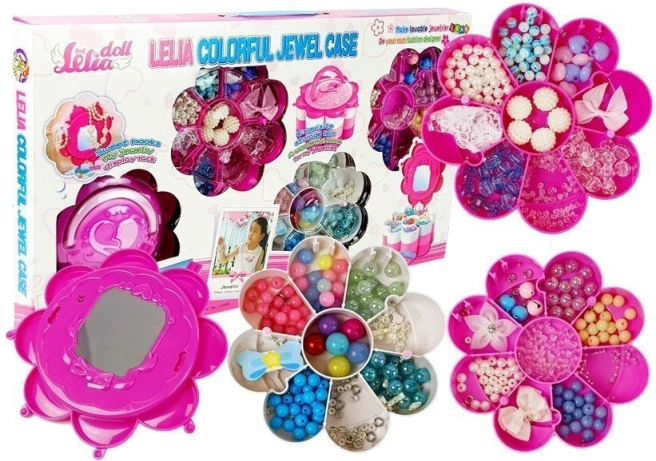 DIY sieraden kralenset met inklapbare koffer en spiegeltje