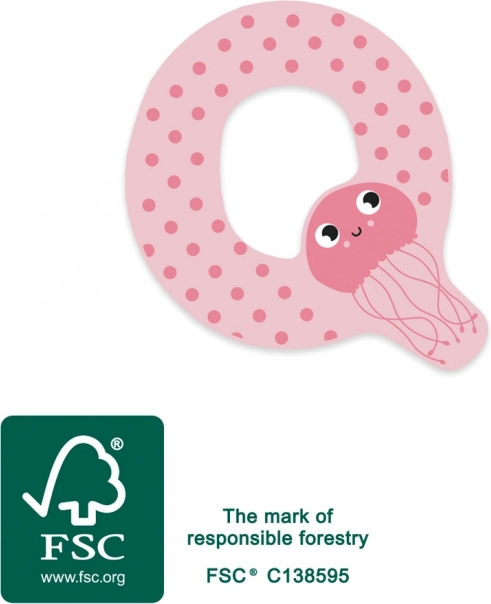 Houten letter Q met kwal voor kinderen