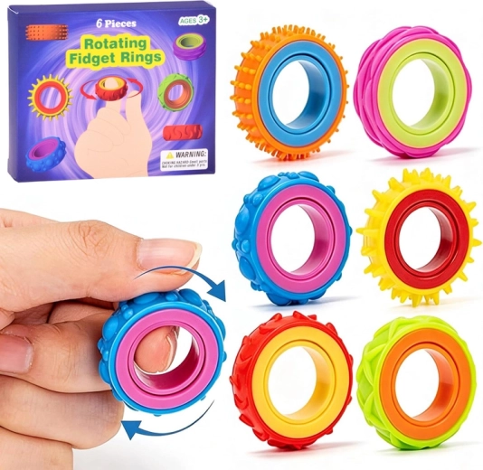 Draaiende sensorische fidgetringen – set van 6 stuks
