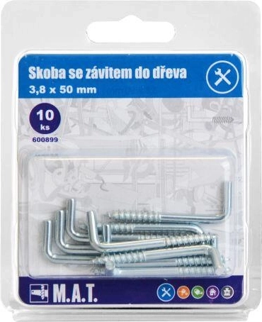 Schroefhaak voor hout 50 × 3,8 mm, verzinkt, 10 stuks