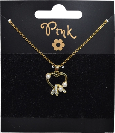 Vergulde ketting met hart hanger en parels