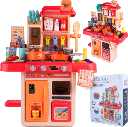 Roze kinderkookset 63 cm met 42 accessoires
